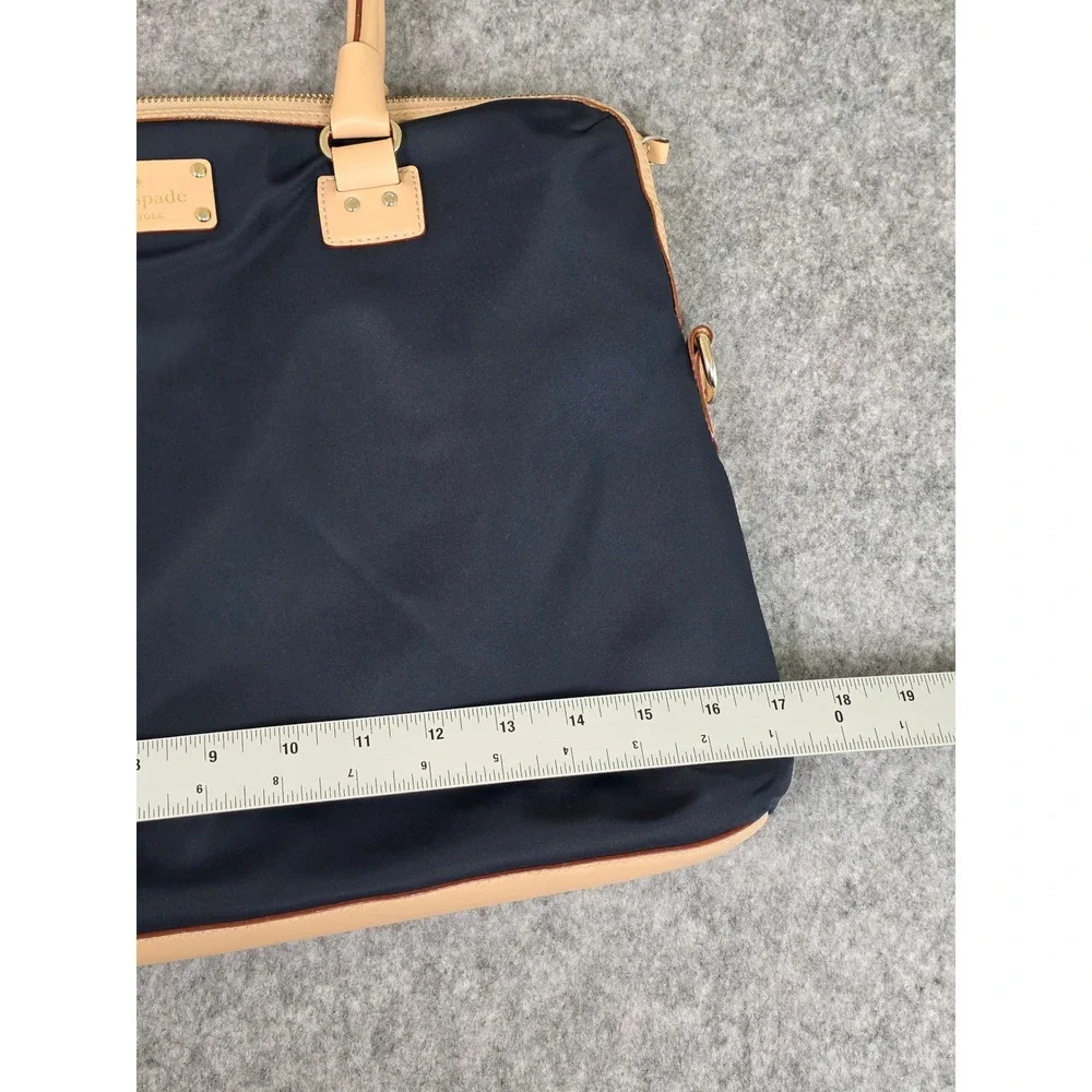 Kate Spade Kennedy Park Calista Laptop Bag Navy Blue Nylon Leather Trim Lined